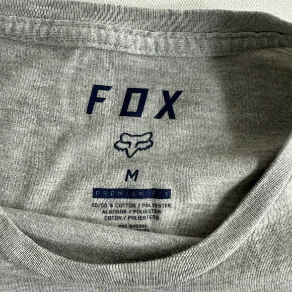 Fox Racing T Shirt Men Medium Gray Short Sleeve Graphic Logo Cotton Premium ￼Fit - Picture 6 of 9
